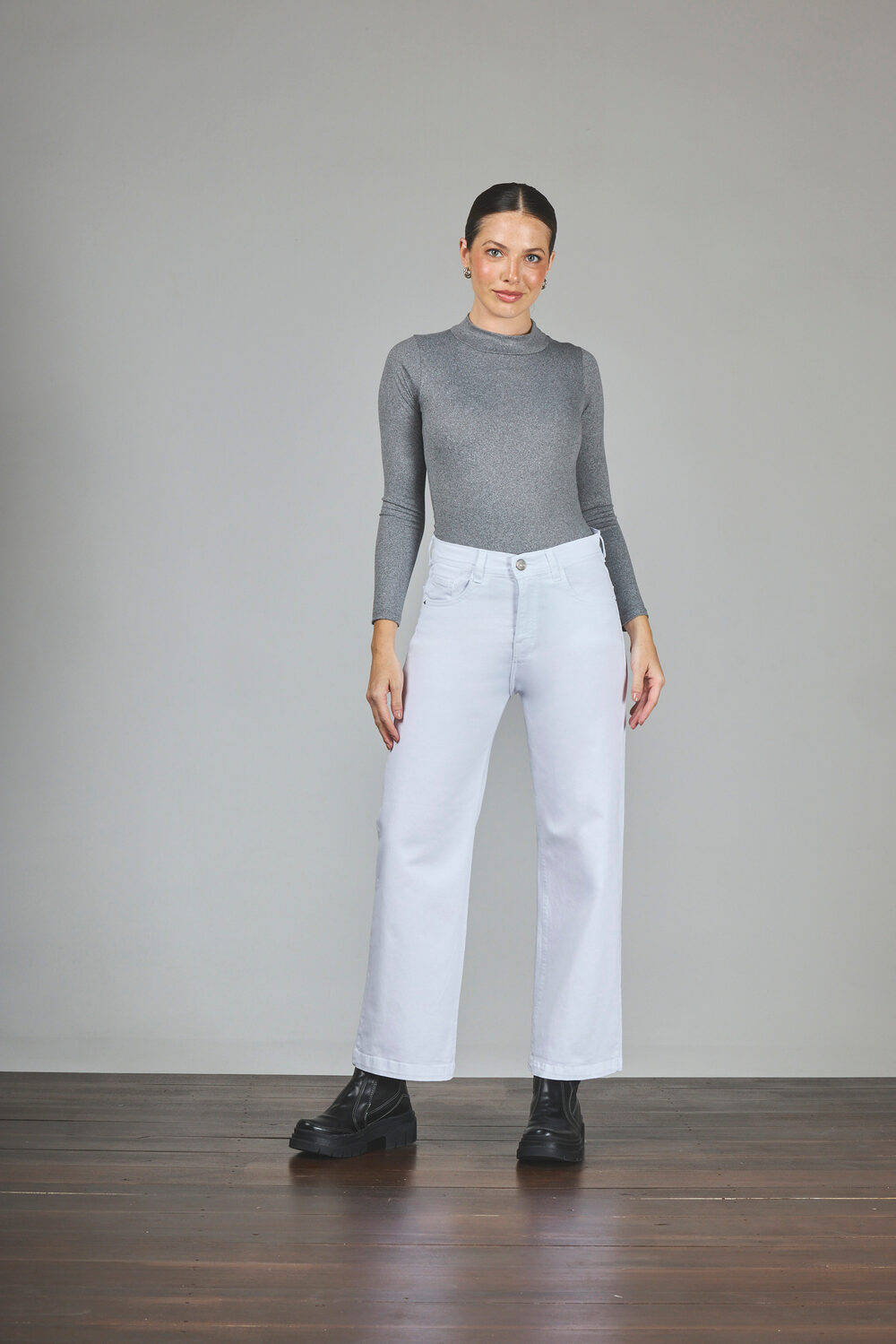 Crop Wide Leg Blanco Elastizado