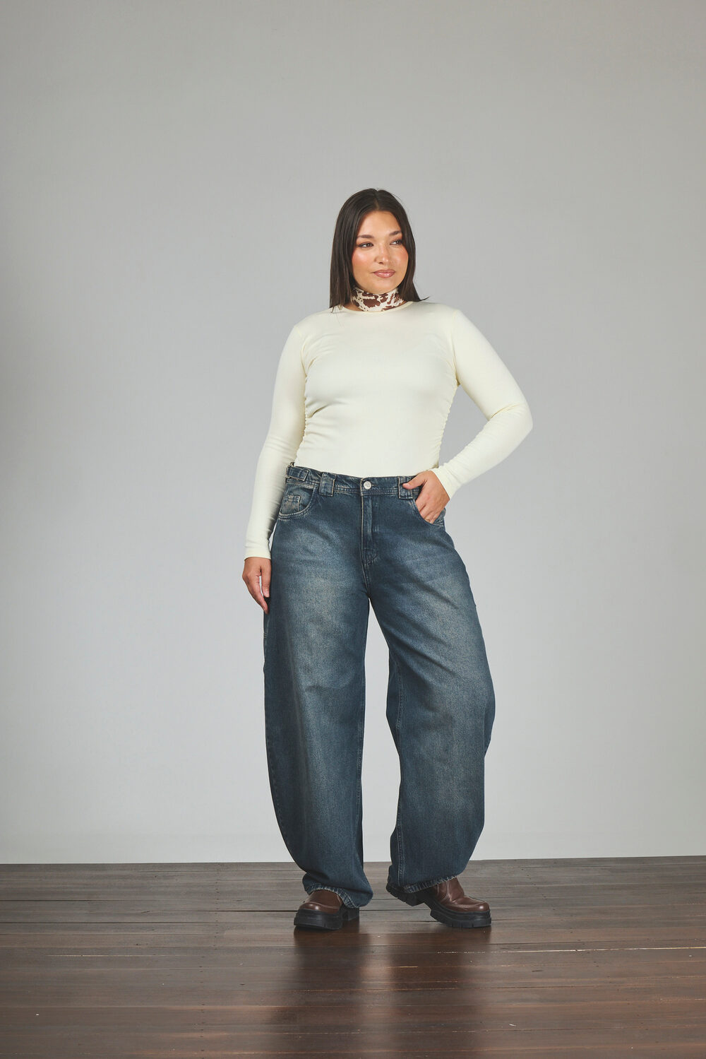 Jeans Ballon Óxido Con Hebilla Rígido