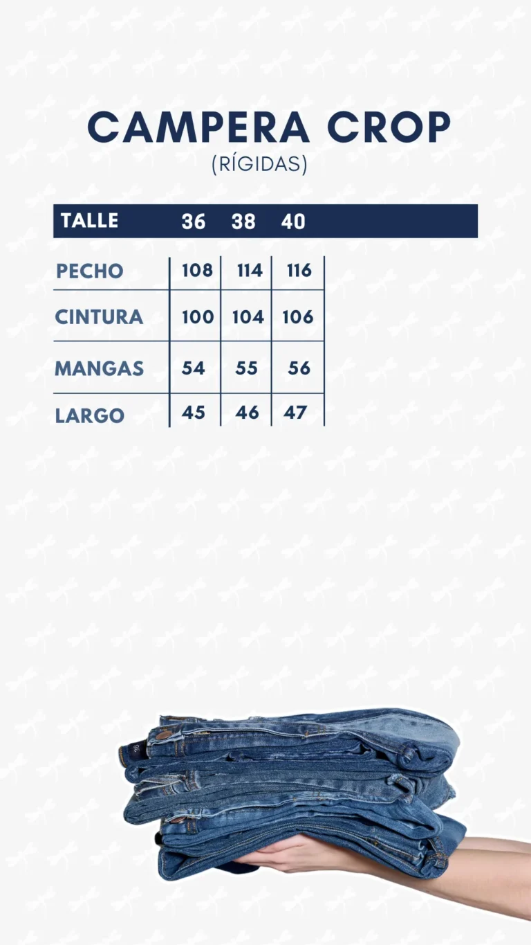 Tabla de medidas · Campera Crop (rígida)