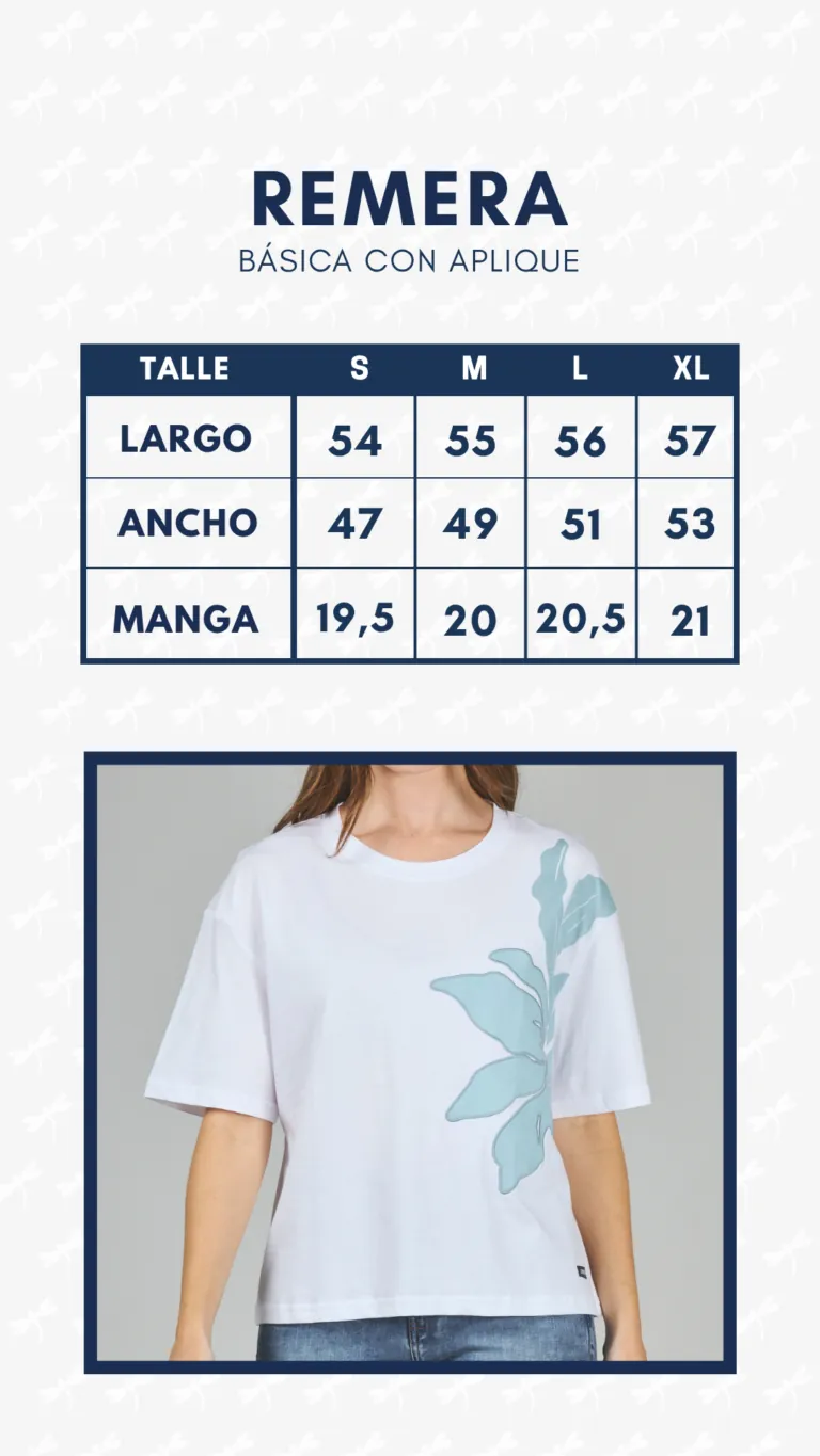 Tabla de medidas · Remera Aplique