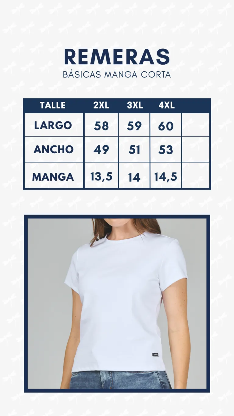 Tabla de medidas · Remera básica E-700