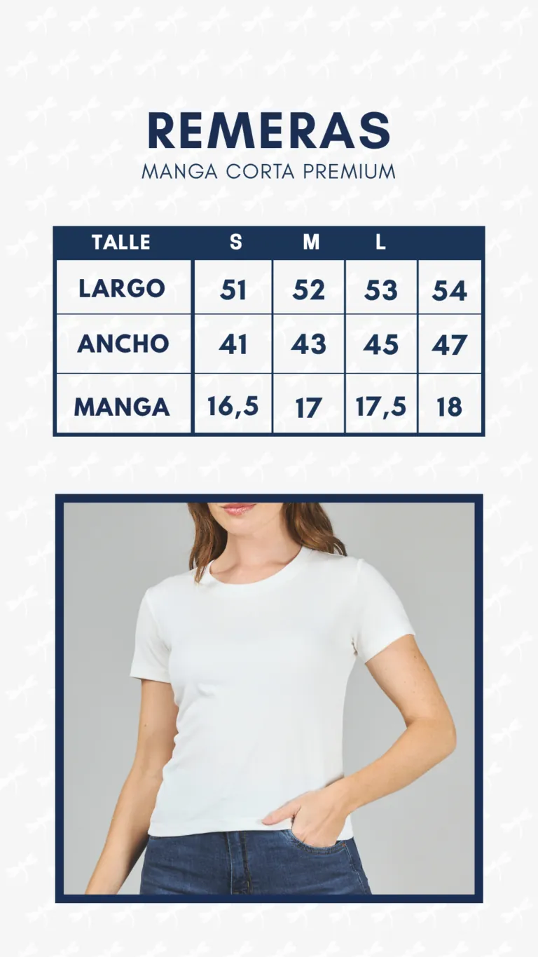 Tabla de medidas · Remera manga corta Premium