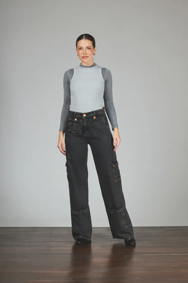 ART. 297 | WIDE LEG CARGO VINTAGE MARRON RÍGIDO