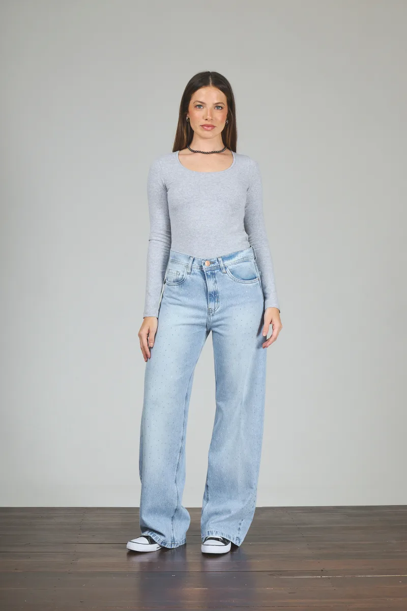 ART. 294 | WIDE LEG CELESTE CON STRASS RÍGIDO