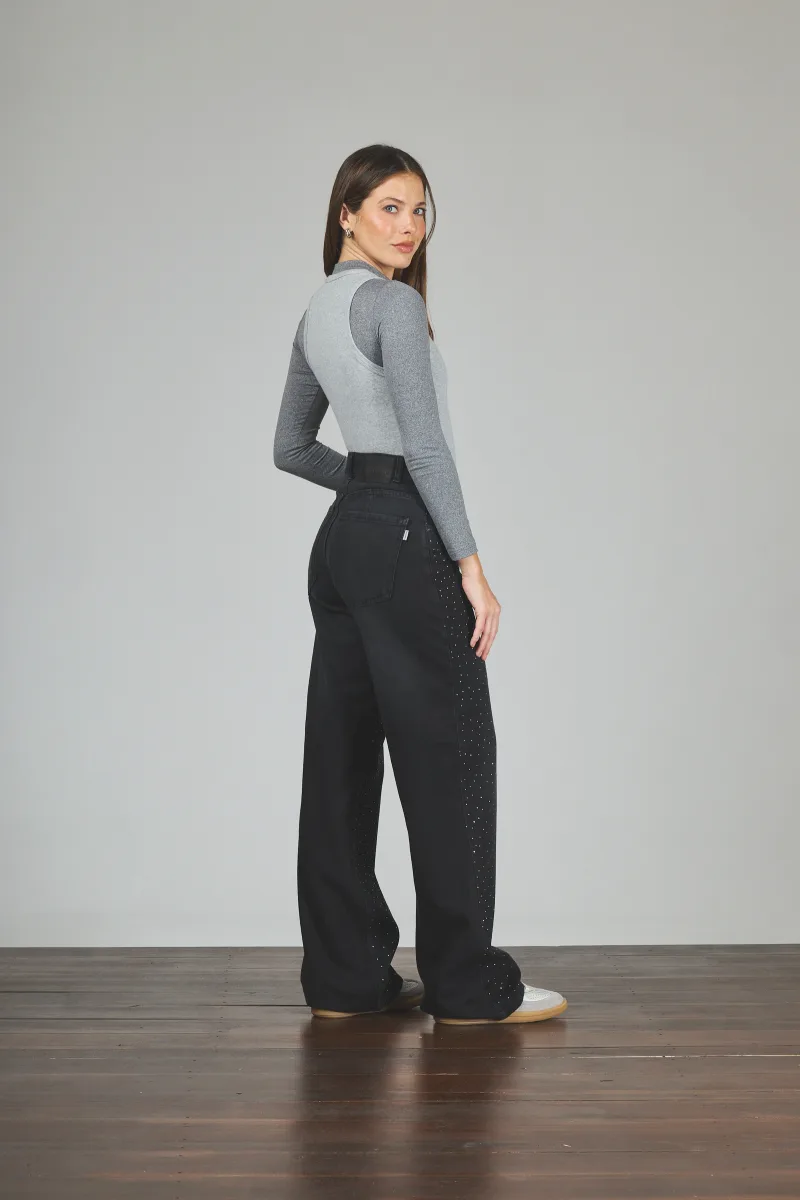 ART. 312 | WIDE LEG NEGRO CON STRASS RÍGIDO