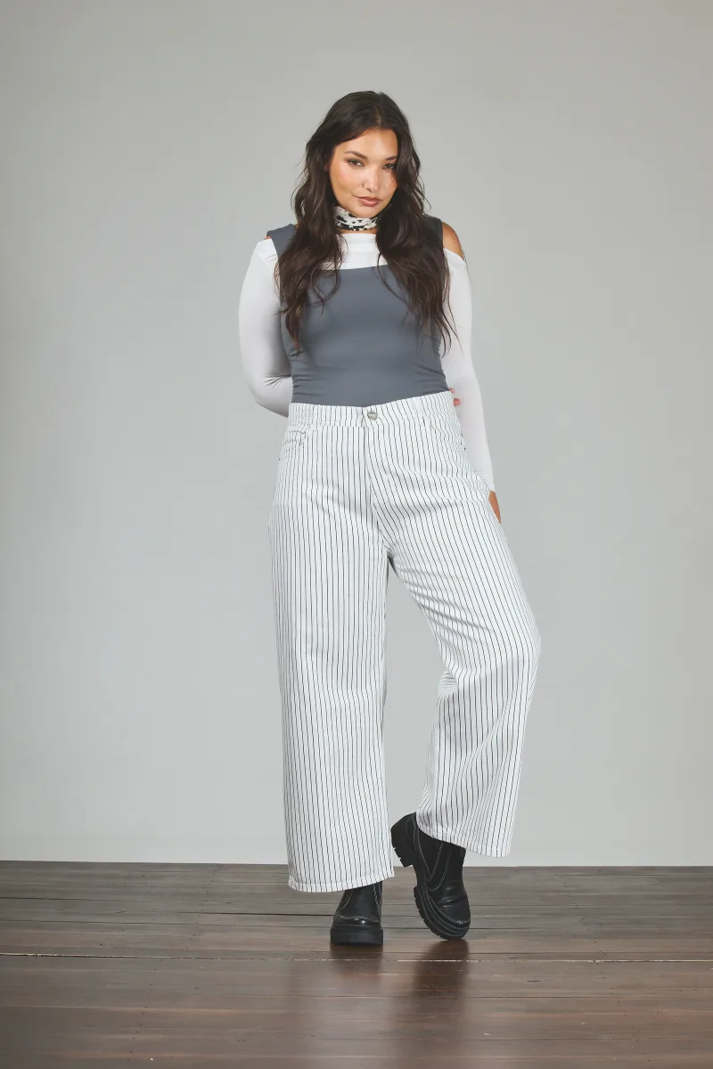 ART. 856 | DAMA CROP WIDE LEG BLANCO RAYADO RÍGIDO