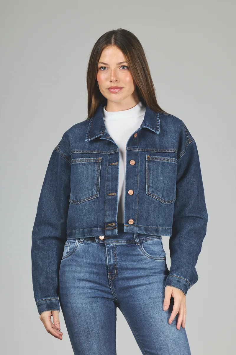 ART. 368 | CAMPERA CROP AZUL RÍGIDO
