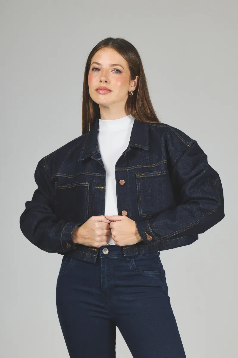 ART. 367 | CAMPERA CROP DARK BLUE RÍGIDO