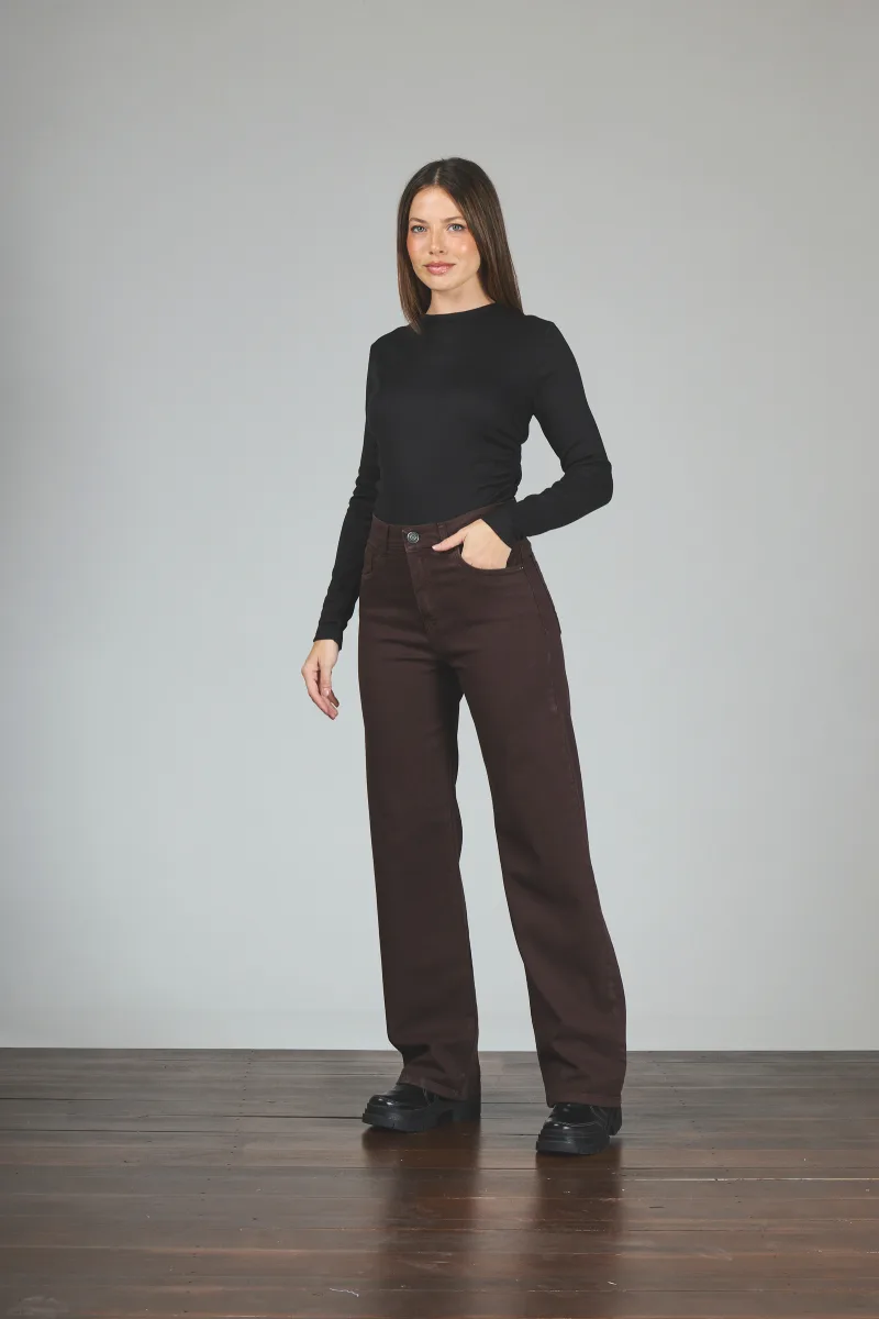 ART. 378 | WIDE LEG CLÁSICO CHOCOLATE ELASTIZADO