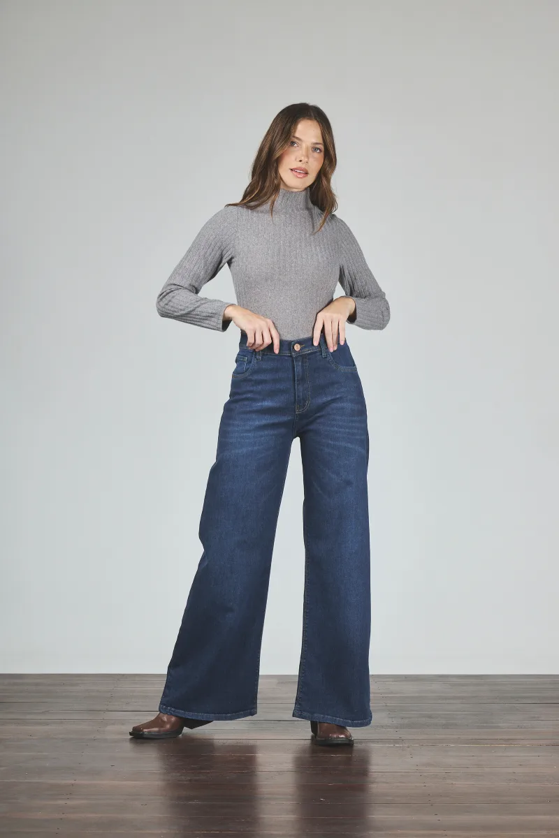 ART. 418 | WIDE LEG AZUL CLÁSICO ELASTIZADO