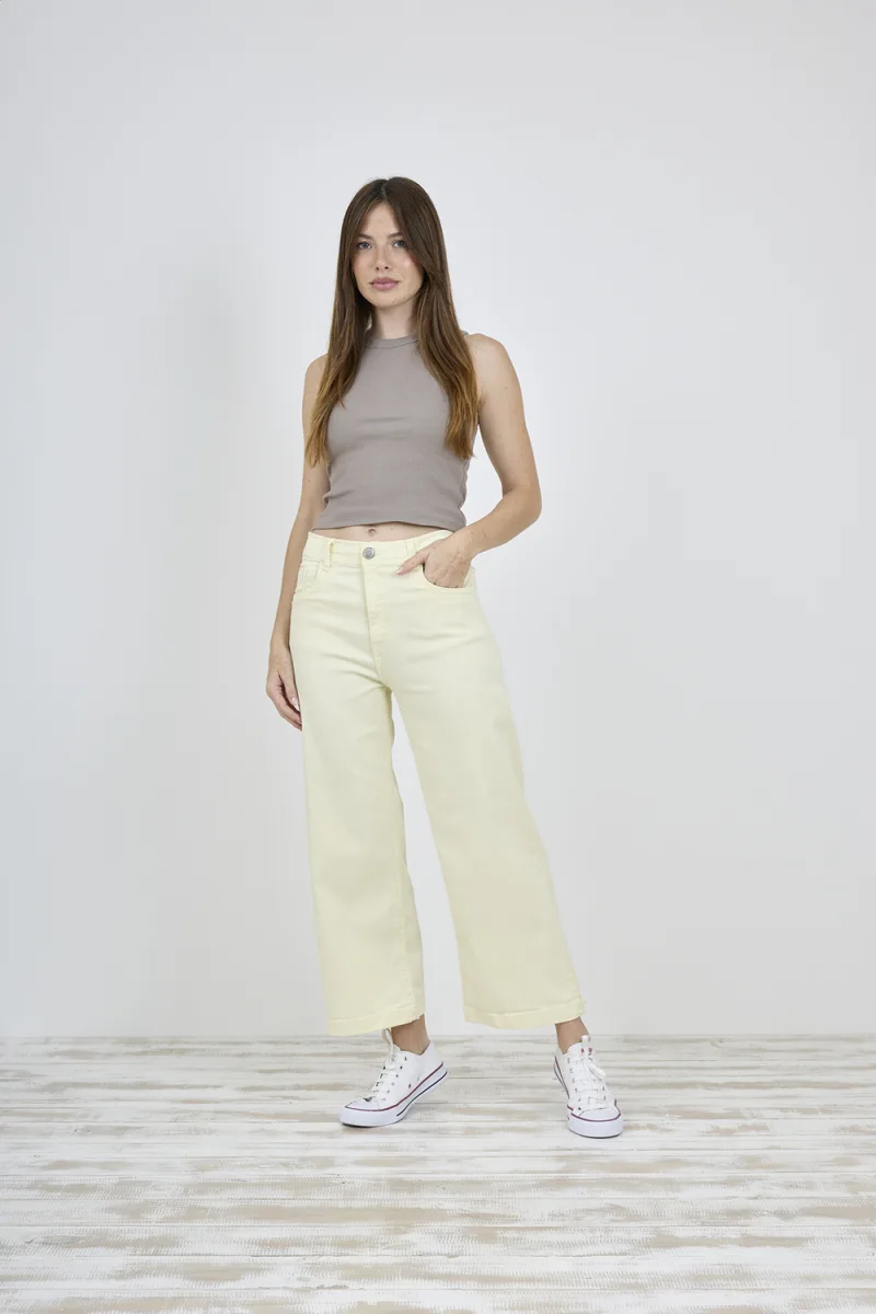 ART. 456 | CROP WIDE LEG AMARILLO MANTEQUILLA ELASTIZADO