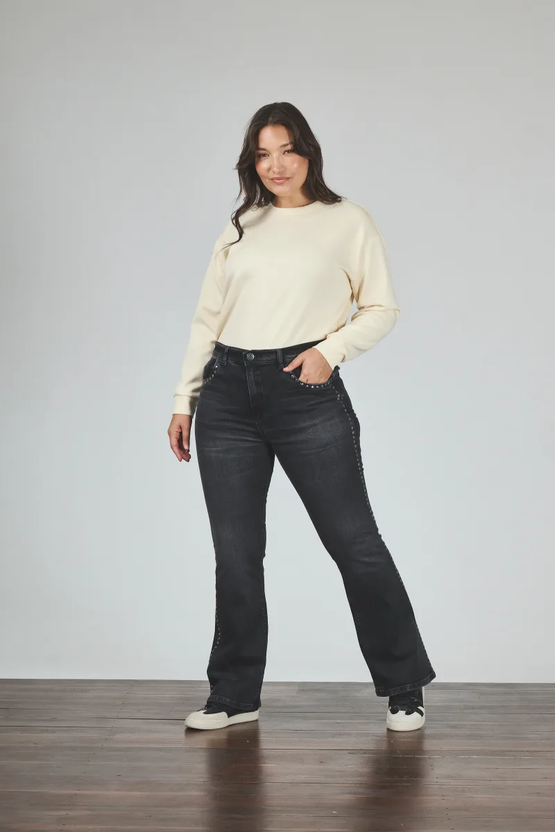 ART. 889 | SEMI OXFORD NEGRO HUMO TACHA LATERAL ELASTIZADO