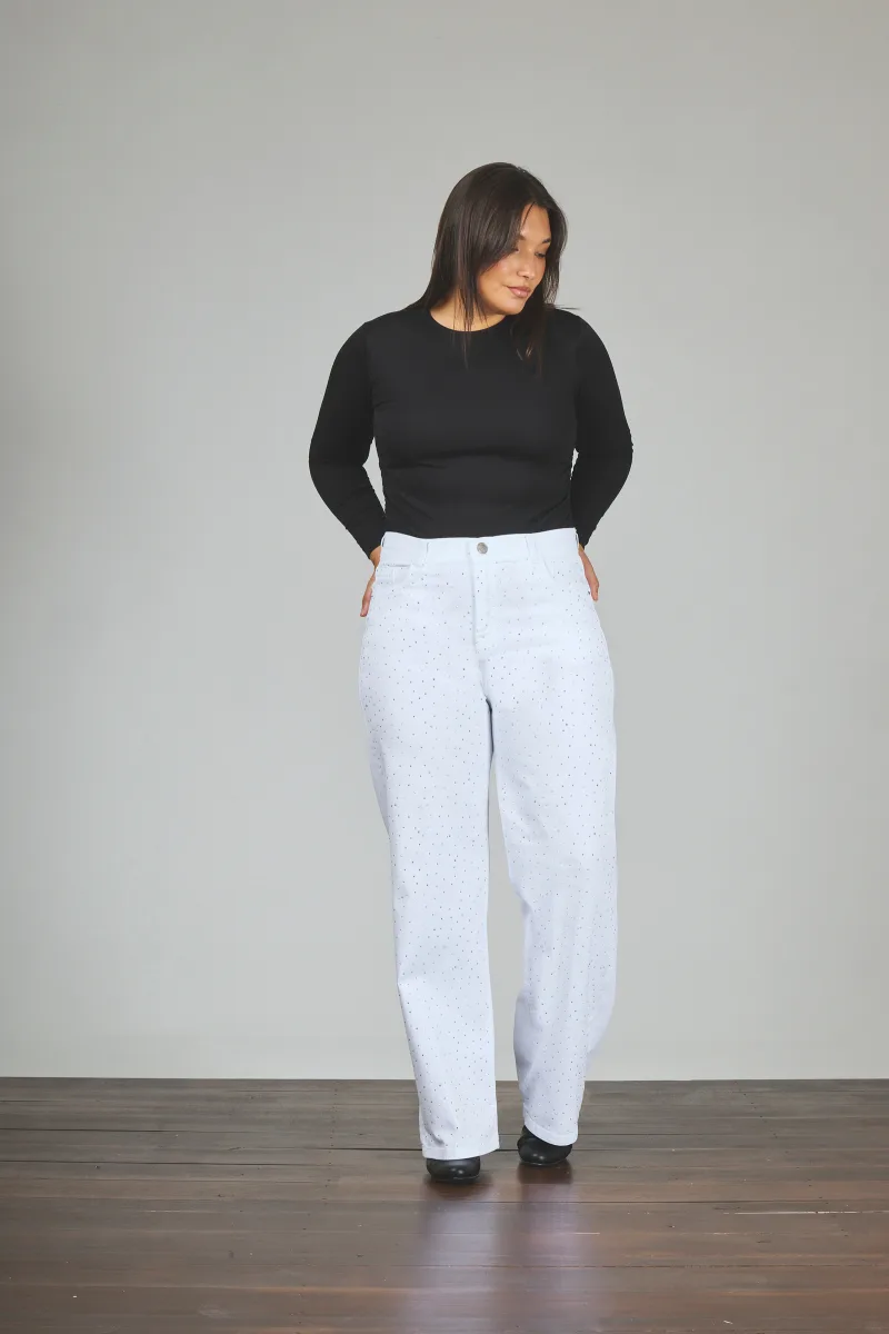 ART. 891 | WIDE LEG BLANCO CON BRILLO ELASTIZADO