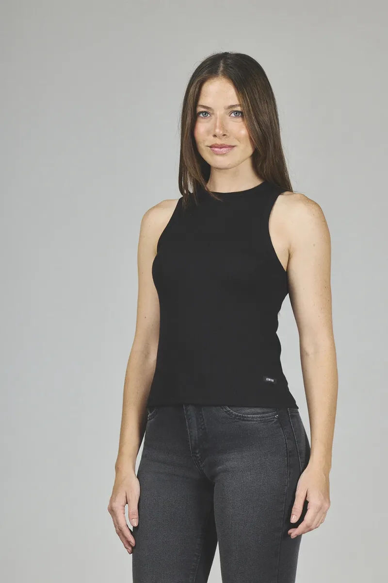ART. A-80 | MUSCULOSA NEGRA ESCOTE CERRADO ALGODON