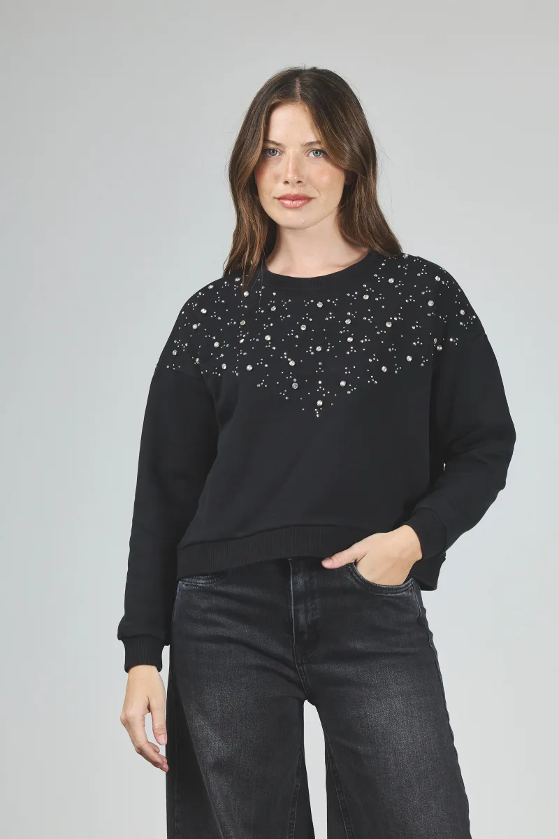ART. A-56 | BUZO BOXI NEGRO CON STRASS EN LLUVIA