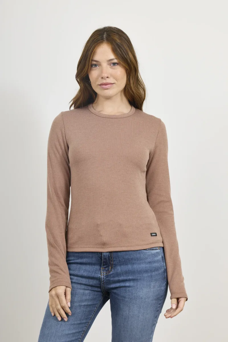 ART. A-110 | REMERA MANGA LARGA CAPUCCINO (MORLEY RAYADO)
