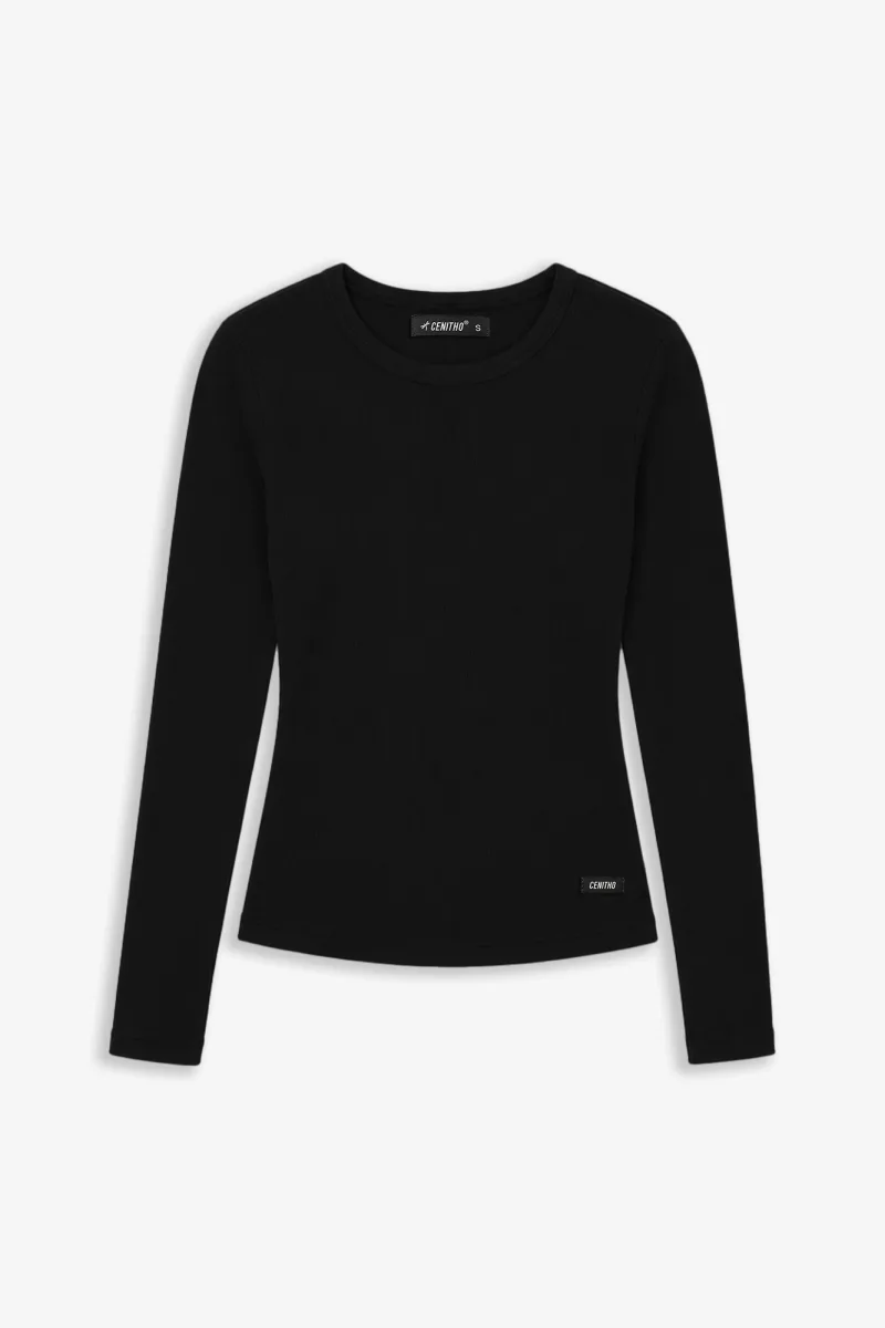ART. A-118 | REMERA CUELLO REDONDO MANGA LARGA NEGRO MORLEY ALGODÓN