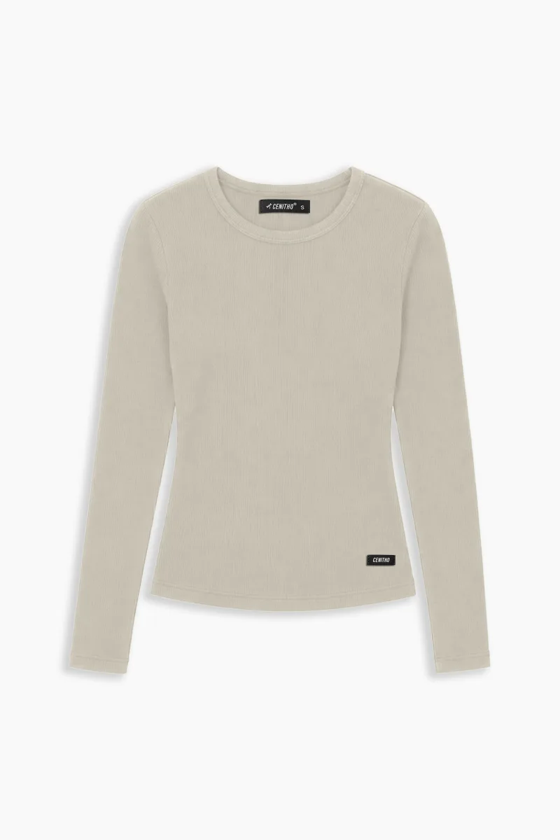 ART. A-124 | REMERA MANGA LARGA BEIGE LISA MORLEY ALGODÓN