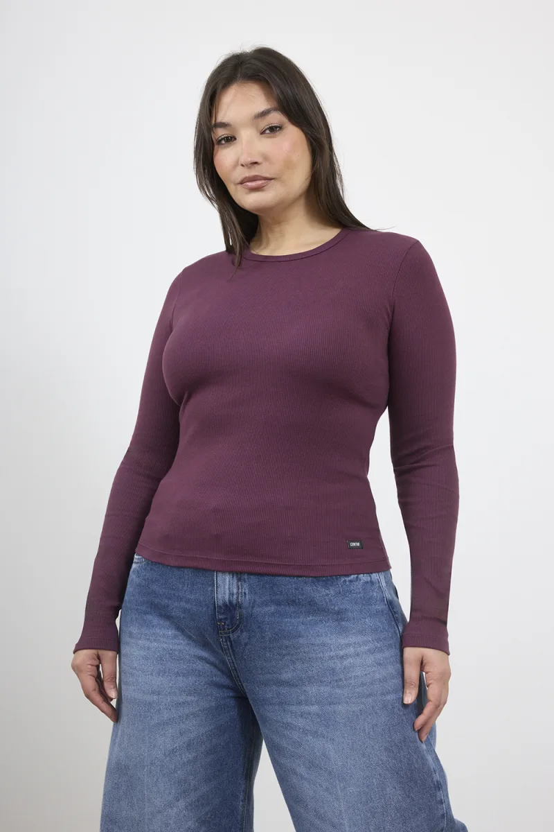 ART. E-734 | REMERA MANGA LARGA BORDO BASICO MORLEY ALGODON